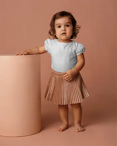 Baby Tee Mockup With Puffed Sleeves Perfect For Kids Casual And Comfortable Clothing Designs
