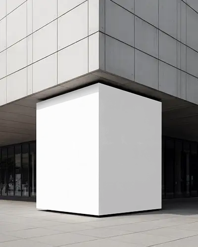 Modern Architectural Corner Banner Mockup Clean Banner Wrapped Around Concrete Building