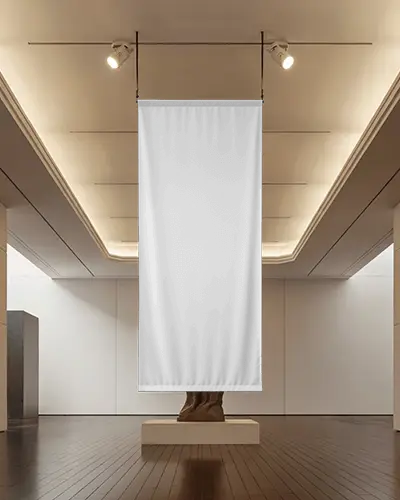 gallery-banner-mockup-hanging-from-ceiling-with-spotlights-in-modern-exhibition-hall