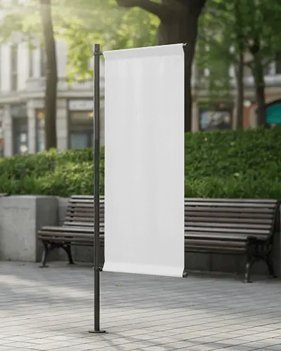 urban-park-banner-mockup-on-black-pole-with-benches-and-greenery-in-soft-daylight