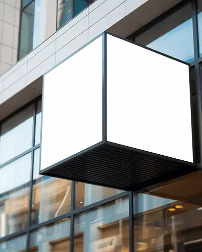 modern-building-square-banner-mockup-with-blank-white-cube-front-and-glass-reflection