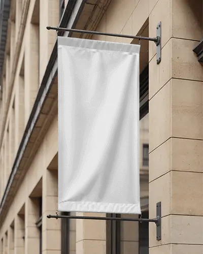 Outdoor Hanging Banner Mockup For Street Advertising And Shop Promotion