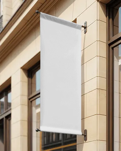 Street Hanging Banner Mockup For Business Promotion And Retail Storefront Branding