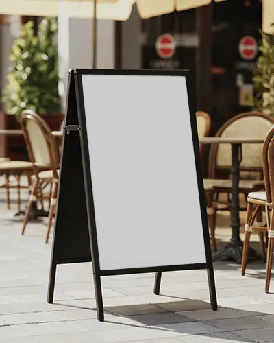 Blank Bannner Mockup Outdoor Marketing Stand For Retail Or Restaurant