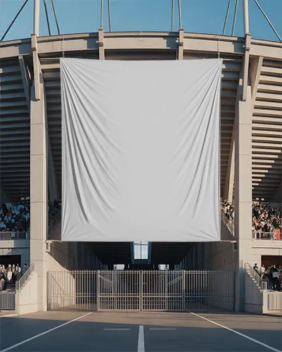 Stadium Entrance Large Banner Mockup Blank For Advertisement