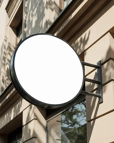 Round Store Banner Mockup For Business Front And Exterior Marketing