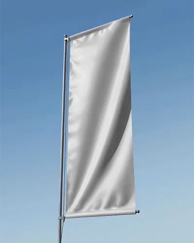 Vertical Outdoor Flag Banner Mockup For Advertising And Promotional Events Pole Mounted