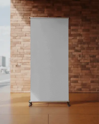 Promotional Blank Roller Banner Mockup For Brand Visibility And Advertising
