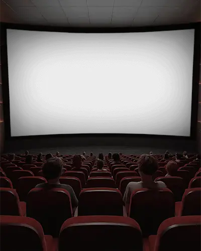 Movie Theater Indoor Banner Mockup Audience Seat Arrangement Cinema Hall Film Screening Event