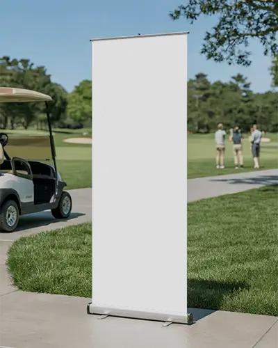 Retractable Banner Mockup For Outdoor Golf Event Marketing And Corporate Branding