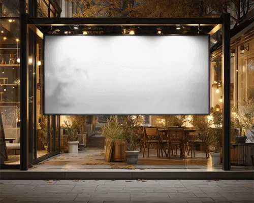 Outdoor Restaurant Banner Mockup For Brand Promotion And Creative Advertising