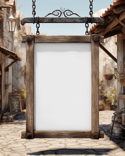 Rustic Banner Mockup Signboard With Blank Space For Custom Engraving Or Print