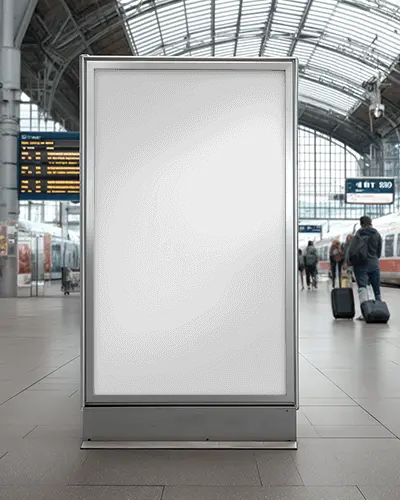 Urban Public Space Promotional Banner Mockup With Empty Display For Advertising Content