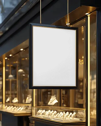 Upscale Retail Banner Mockup Empty Frame For Fashion Accessories Advertisement