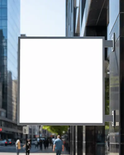 Urban Square Banner Mockup Outdoor Advertising Blank Signage For Marketing