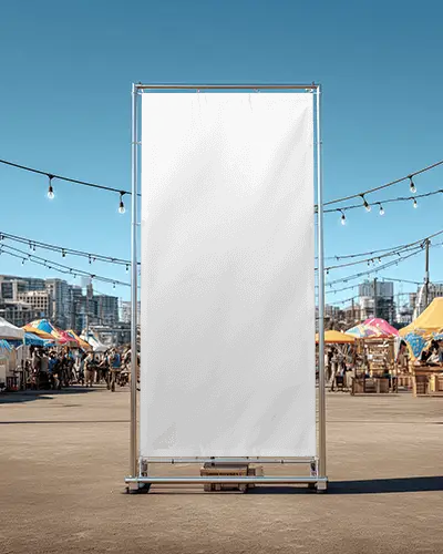 Outdoor Vertical Banner Mockup For Event Promotion And Public Announcement Visuals