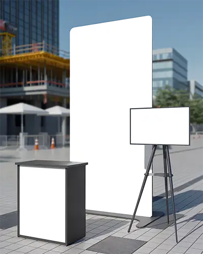 Modern Outdoor Promo Banner Mockup Setup For Marketing Events And Commercial Exhibitions