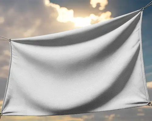 Custom Large Blank Fabric Banner Mockup Outdoor Wind Motion Advertising