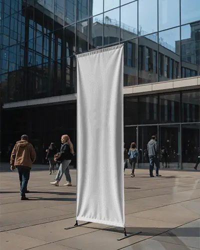 Tall Fabric Banner Mockup For Marketing Exhibitions And Corporate Branding Ideas