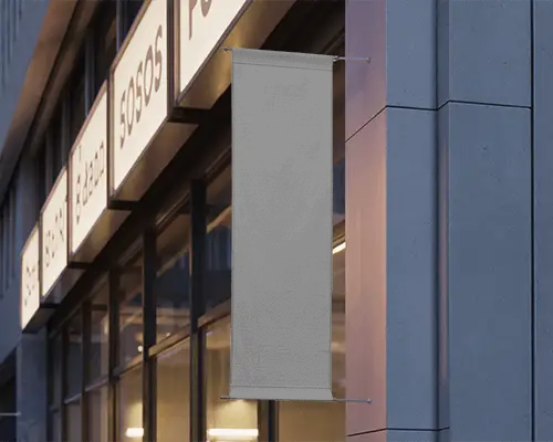 Tall Hanging Banner Mockup Outdoor Business Wall Mounted Advertisement Sign