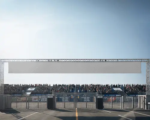Outdoor Event Banner Mockup With Crowded Bleachers And Empty Promotional Space