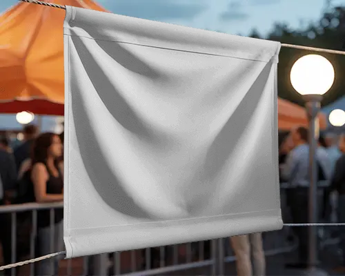 Blank Fabric Banner Mockup For Outdoor Advertising And Event Promotion