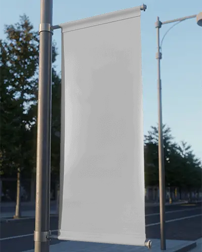 Realistic Outdoor Banner Mockup For City Street Advertising And Brand Visibility Showcase