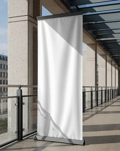 Vertical Poster Banner Mockup For Trade Show Presentation And Commercial Branded Content