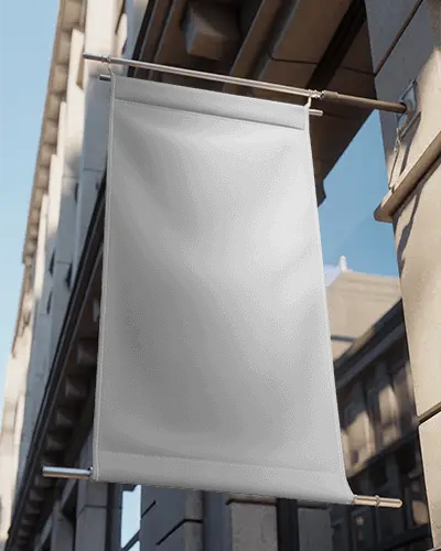 Professional Outdoor Fabric Banner Mockup For Retail Store Advertising Signage