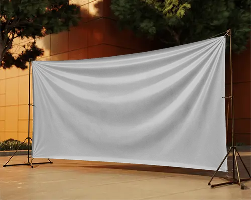 Outdoor Advertising Large Banner Mockup Setup Public Promotion Backdrop For Events And Markets
