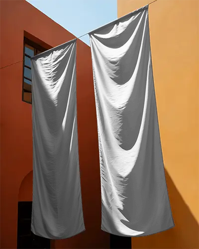 Vertical Outdoor Fabric Banner Mockup For Advertising And Promotional Display