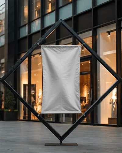 Modern Street Banner Mockup Display Black Flag Advertising Urban Marketing Promotion Mockup