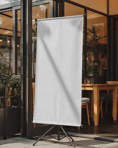 Vertical Banner Mockup Stand For Commercial Advertising Outdoor And Indoor Showcase