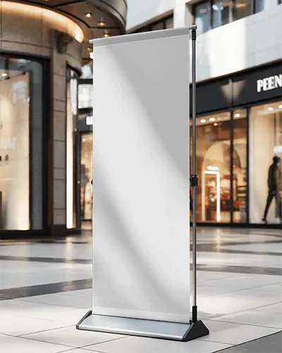 Vertical Banner Mockup Stand Display For Retail Promotion And Event Advertising Solutions