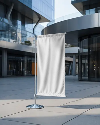 Premium Vertical Flag Banner Mockup For Outdoor Branding And Promotional Events Display