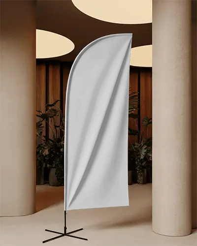 Vertical Feather Flag Banner Mockup With Stand For Promotional Design Display