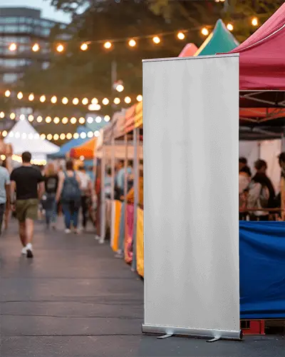 Outdoor Event Banner Mockup For Marketing Display At Street Festival Or Community Gathering Event