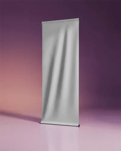Vertical Fabric Banner Mockup With Smooth Texture High Resolution Display