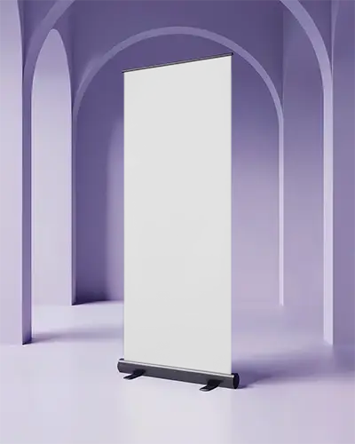 Vertical Pull Up Banner Mockup Stand Display For Trade Shows And Exhibitions