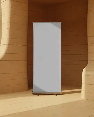 Sleek Portable Banner Display Mockup With Minimalist Background For Advertising