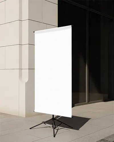 Freestanding Vertical Banner Mockup For Outdoor Event And Retail Promotion Display Ideas