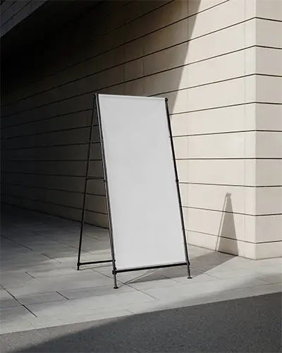 Freestanding Outdoor Banner Mockup Shadow And Light Effect Or Retail Marketing Solution