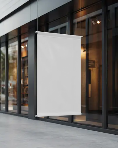 Hanging Outdoor Banner Mockup For Business Promotion And Retail Marketing Displays