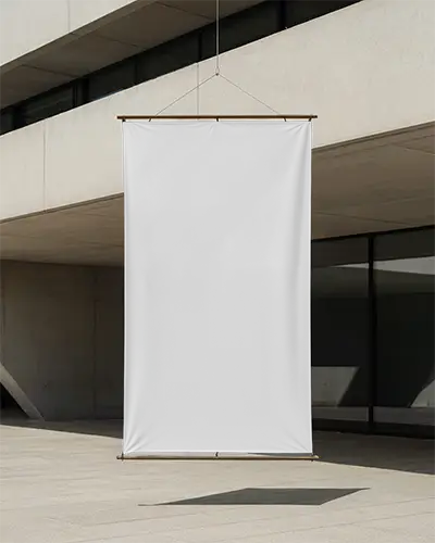 Modern Hanging Banner Mockup For Advertisement And Promotional Display In Urban Setting
