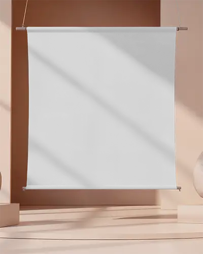 Minimalist Hanging Modern Banner Mockup With Hanging Roller Design For Clean Presentation
