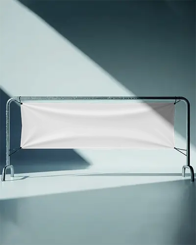 Street Event Banner Mockup With Metal Frame And Empty Space For Customized Advertisement Design