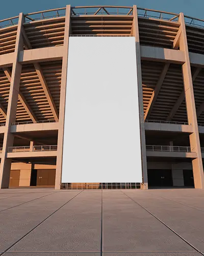 Large Vertical Stadium Banner Mockup For Sports Events Promotional Display Design Template