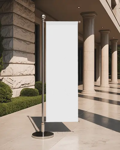 Freestanding Pole Banner Mockup Perfect For Indoor Trade Show Booth Advertising