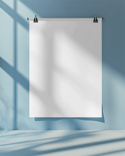 Vertical Hanging Banner Mockup Simple Design Soft Shadow Interior Lighting