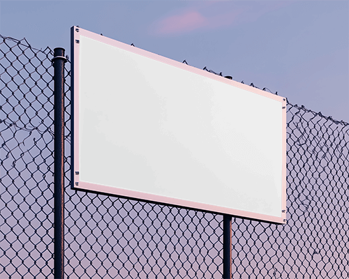 Chain Link Fence Banner Mockup Dusk Lighting Open Environment Design